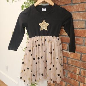 F&F Black and Gold Star Kids Dress, NWOT